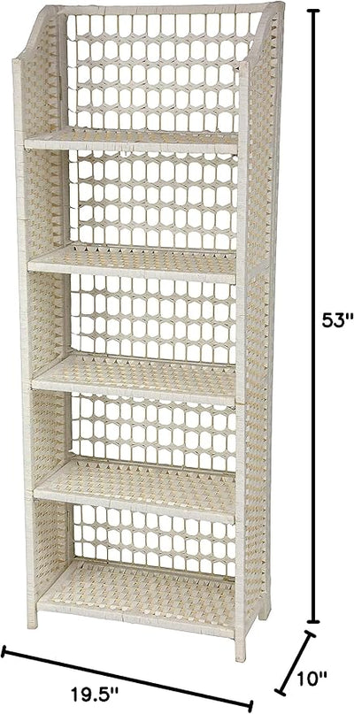 Oriental Furniture 53" Natural Fiber Shelving Unit - White - LeafyLoom
