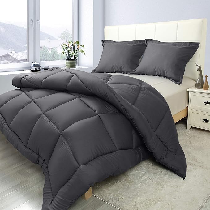 Utopia Bedding Queen Size Comforter Set with 2 Pillow Shams, Bedding Comforter Sets, Down Alternative Grey Comforter, Soft and Comfortable, Machine Washable (Pack of 4) - LeafyLoom