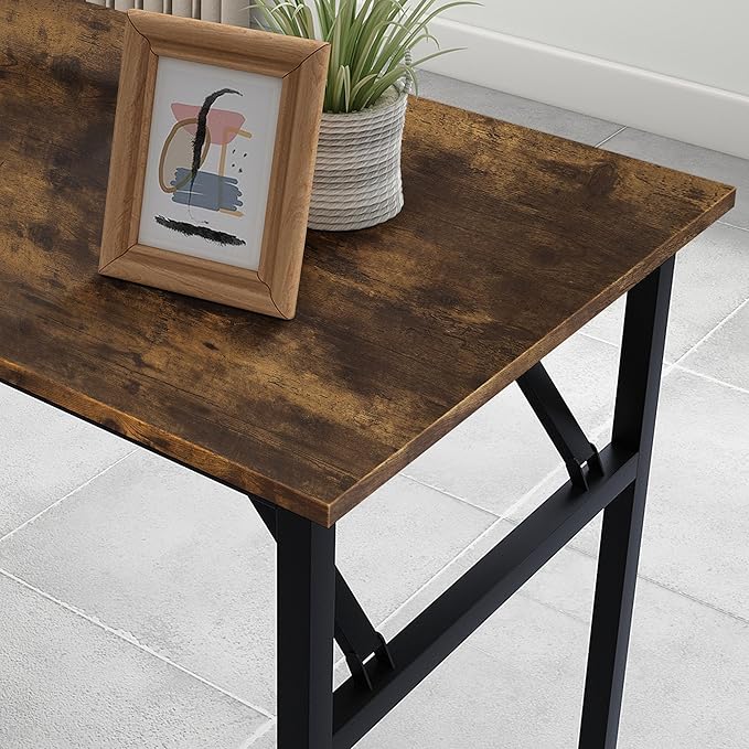 Need Office Computer Desk - 47.2L Sturdy and Heavy Duty Folding Laptop Table,Writing Table/Home Office Desk/Sewing Table,No Assembly Required,Rustic Brown AC5FB(120 * 60) - LeafyLoom