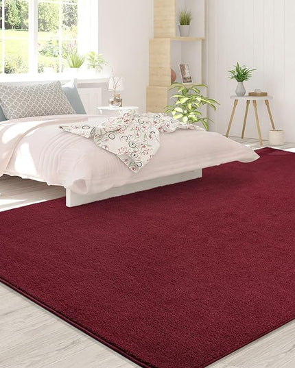 Area Rugs for Bedroom Living Room, 7x10 Rose Red Super Soft Comfy Thickened Memory-Foam Indoor Carpets, Modern Aesthetic Minimalist Carpet for Boys Girls Adults Apartment Nursery Home Décor - LeafyLoom