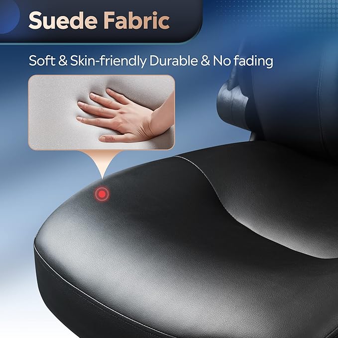 DEVAISE Computer Office Chair, High Back Ergonomic Desk Chair with Adjustable Flip-up Armrests, Lumbar Support and Thick Headrest, Executive Suede Fabric Swivel Task Chair, Black - LeafyLoom