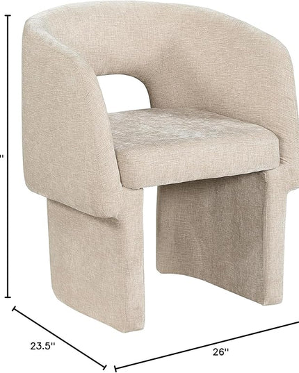 Meridian Furniture Emmet Collection Modern | Contemporary Dining Accent Chair with Rich Fabric, Steel Inner Frame, 26" W x 23.5" D x 30" H, Beige - LeafyLoom