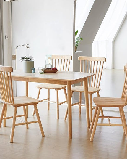 Livinia Aslan 47" Malaysian Oak Rectangular Wooden Dining Table/Solid Wood Kitchen Desk (Natural Oak) - LeafyLoom