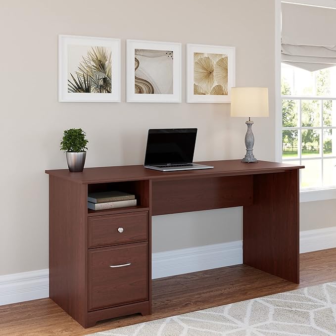 Bush Furniture Cabot 60W Computer Desk with Drawers in Harvest Cherry - LeafyLoom