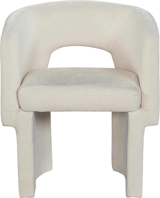 Meridian Furniture Emmet Collection Modern | Contemporary Dining Accent Chair with Rich Fabric, Steel Inner Frame, 26" W x 23.5" D x 30" H, Cream - LeafyLoom
