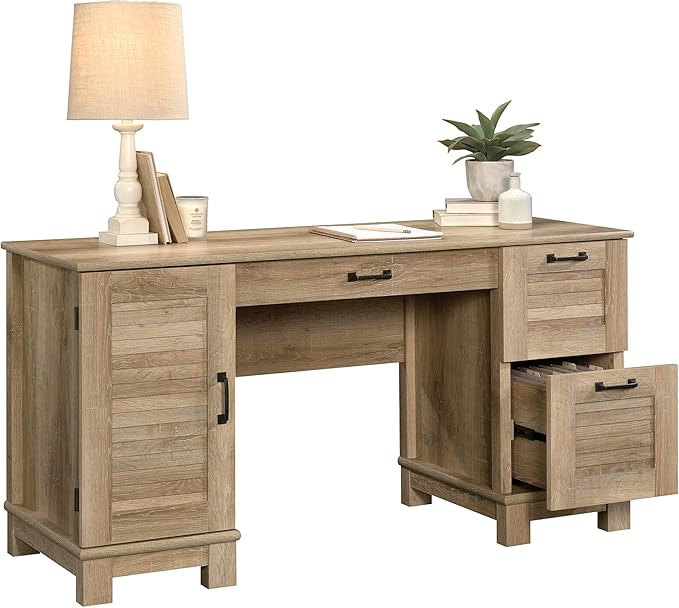 Sauder Garden Villa Desk, L: 59.06" x W: 20.71" x H: 29.80", Orchard Oak Finish - LeafyLoom