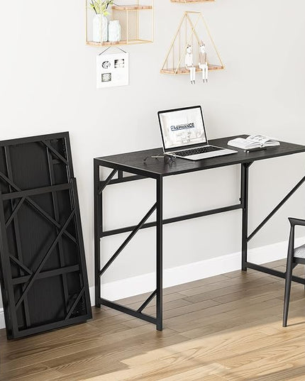 Elephance Folding Desk Writing Computer Desk for Home Office, No-Assembly Study Office Desk Foldable Table for Small Spaces - LeafyLoom