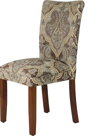 HomePop Parsons Upholstered Accent Dining Chair, Set of 2, Blue and Brown Paisley - LeafyLoom