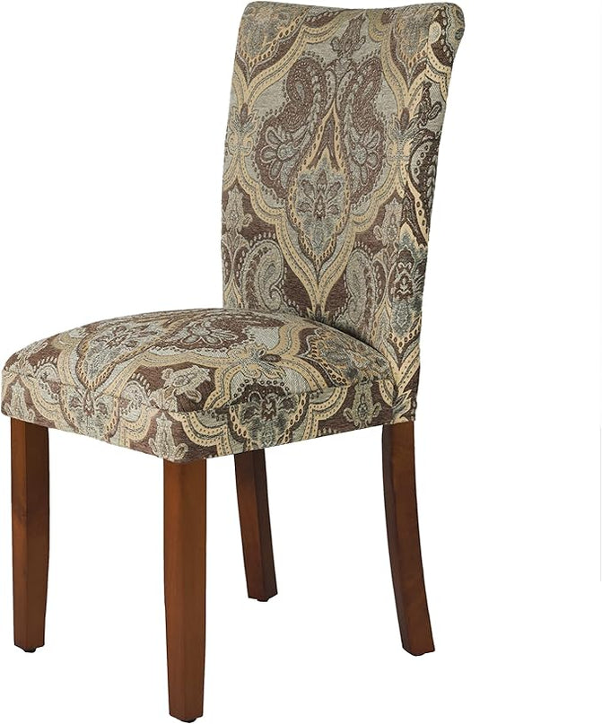 HomePop Parsons Upholstered Accent Dining Chair, Set of 2, Blue and Brown Paisley - LeafyLoom