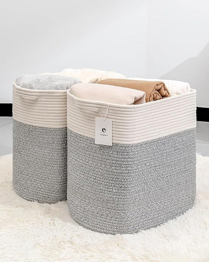 Hamper Toy Storage Collapsible Laundry Bin, Medium Fabric Organizer, 2pack - Silver Gray - LeafyLoom
