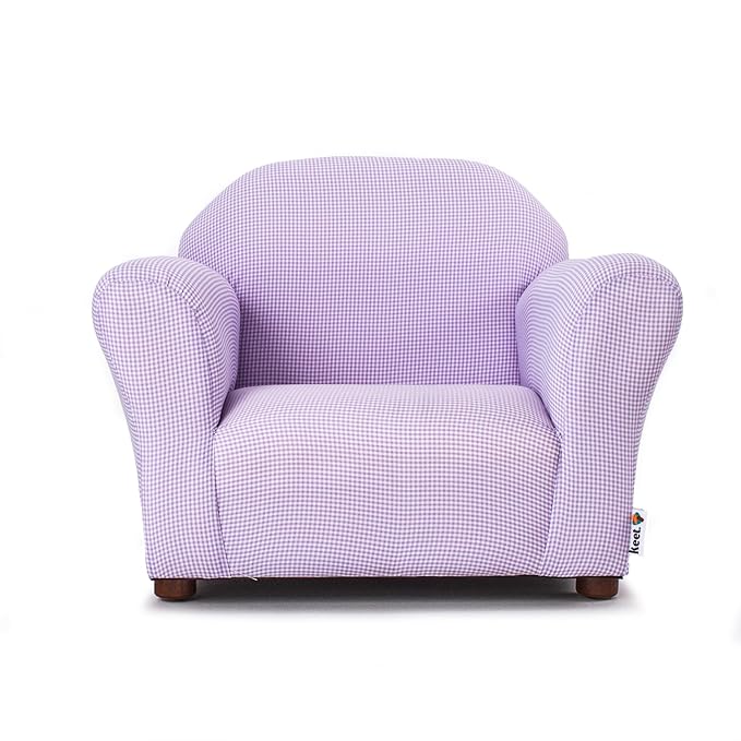 KEET Roundy Kid's Chair, Gingham Chair Only, Lavender - LeafyLoom
