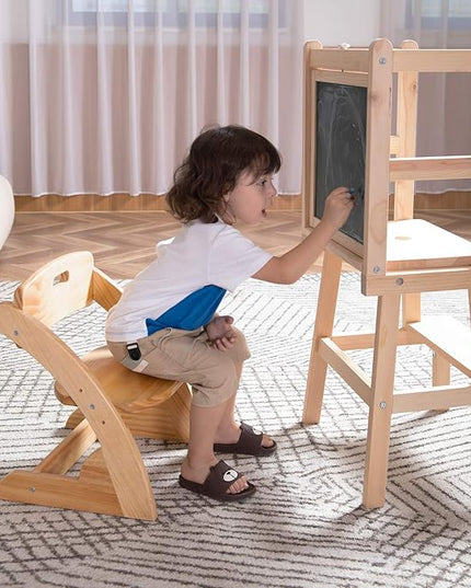 HOUCHCIS Toddler Chair, Wooden Toddler Chair for Kids, Adjustable Kids Chairs for Toddlers, Toddler Chairs and Small Chair, Kids Chair (Wooden) - LeafyLoom