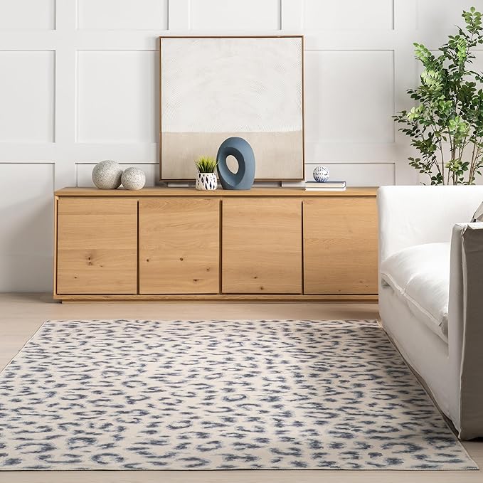 nuLOOM Mason Machine Washable Contemporary Leopard Print Ultra Thin Area Rug, 5' x 8', Grey - LeafyLoom