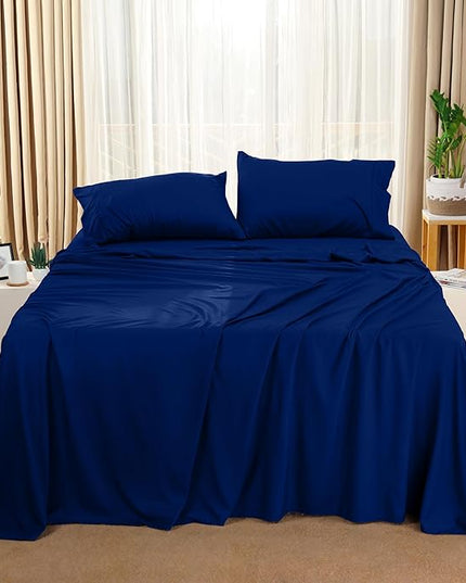 Utopia Bedding King Bed Sheets Set - 4 Piece Bedding - Brushed Microfiber - Shrinkage and Fade Resistant - Easy Care (King, Royal Blue) - LeafyLoom