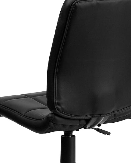 Flash Furniture Clayton Mid-Back Tufted Vinyl Upholstered Swivel Desk Chair with Padded Seat, Modern Adjustable Height Padded Office Chair, Black - LeafyLoom