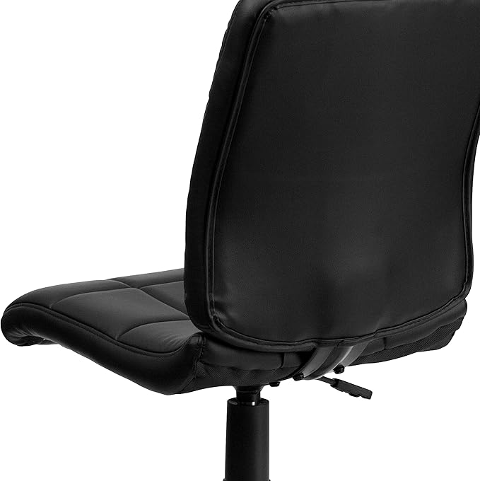Flash Furniture Clayton Mid-Back Tufted Vinyl Upholstered Swivel Desk Chair with Padded Seat, Modern Adjustable Height Padded Office Chair, Black - LeafyLoom