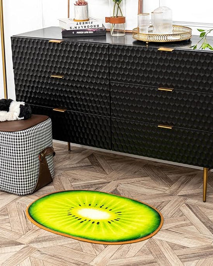 Bath Rugs for Bathroom Non Slip, Kiwi Fruit Shaped Washable Shower Bath Mat Absorbent Door Mat for Bathroom Bedroom Kitchen Soft Floor Area Rug Cute Cartoon Carpet Bathmat Tub Home Decor 18.5x25.6in - LeafyLoom