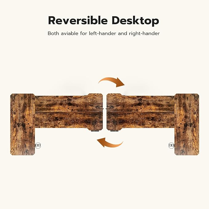 59" Reversiable L-Shaped Electric Standing Desk Adjustable Height Gaming Stand Up Corner Desk Sit Stand Home Office Computer Desk with Splice Board,Rustic Brown Top - LeafyLoom