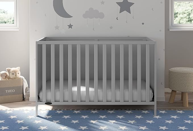 Graco Theo 3-in-1 Convertible Crib (Pebble Gray) - GREENGUARD Gold Certified, Converts to Toddler Bed & Daybed, Fits Standard Full-Size Crib Mattress, 4 Adjustable Mattress Heights - LeafyLoom