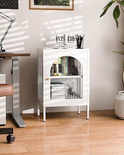 Buffet Storage Cabinet, Metal Sideboard Cabinet with Glass Doors, Coffee Bar Cabinet with an Adjustable Shelf, Suitable for Kitchens, Living Room and Coffee Shops, Assembly Required - LeafyLoom