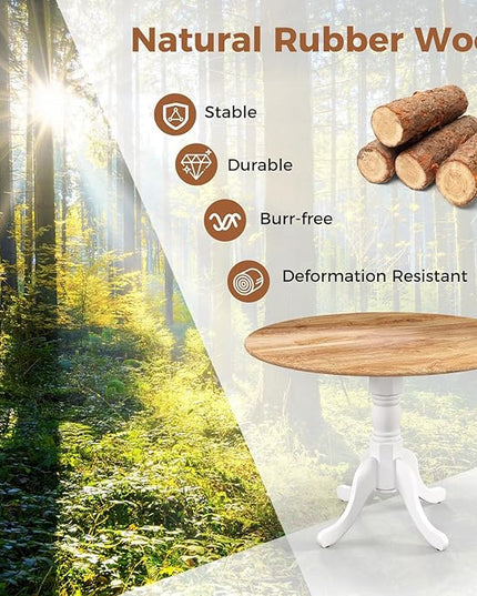 Round Dining Table, Natural - LeafyLoom