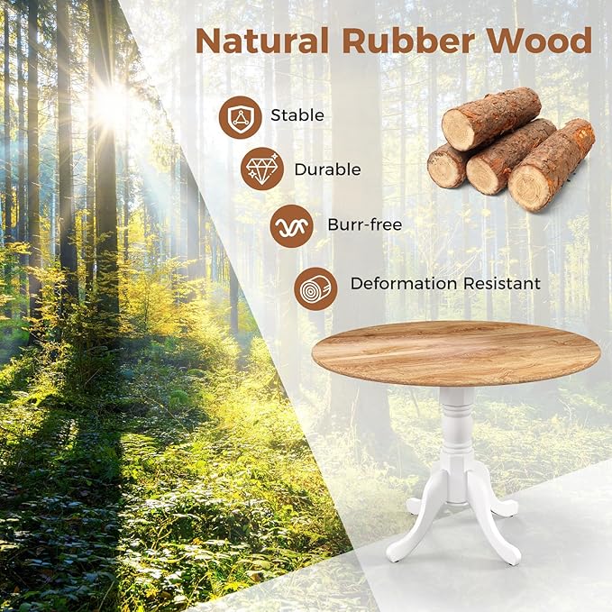 Round Dining Table, Natural - LeafyLoom