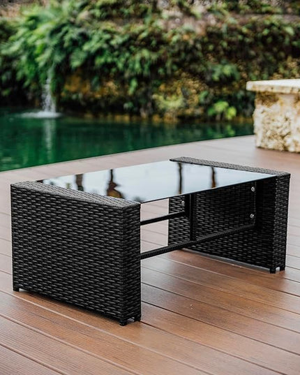 Nestl Wicker Outdoor Furniture Set - 4 Piece Patio Set (Grey/Navy) - LeafyLoom