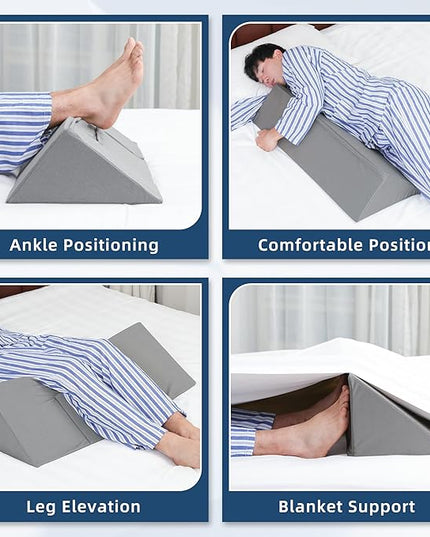 34" Wedge Pillow for Side Sleeping,Training for Side Sleeping with Detachable Small Wedge Pillow,Positioning Wedge for Side Sleeper,Back Support,Reducing Snoring,Preventing Bedsores - LeafyLoom