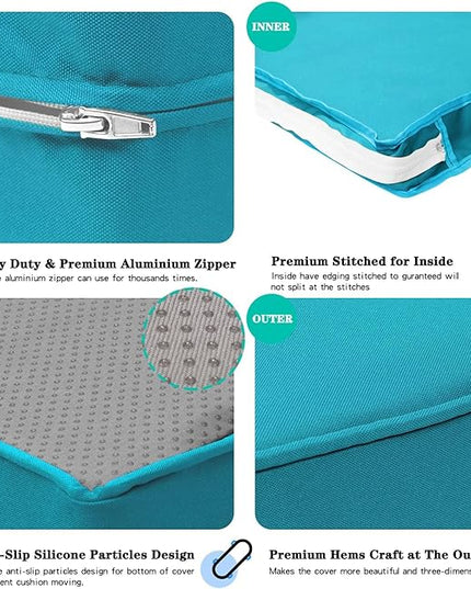ClawsCover 11Pack Outdoor Seat and Back Cushions Replacement Covers Fit for 5-Seater 6Pieces Wicker Rattan Patio Furniture Conversation Set Sectional Couch Chairs,Turquoise-Included Cover Only - LeafyLoom