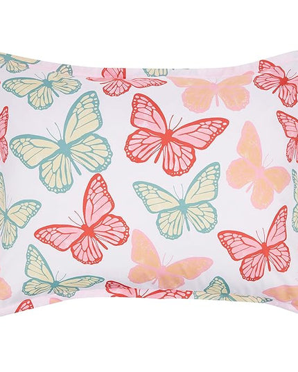 Amazon Basics Kid's Easy Care Microfiber Bed-in-a-Bag 5-Piece Bedding Set, Twin, Butterfly Friends - LeafyLoom