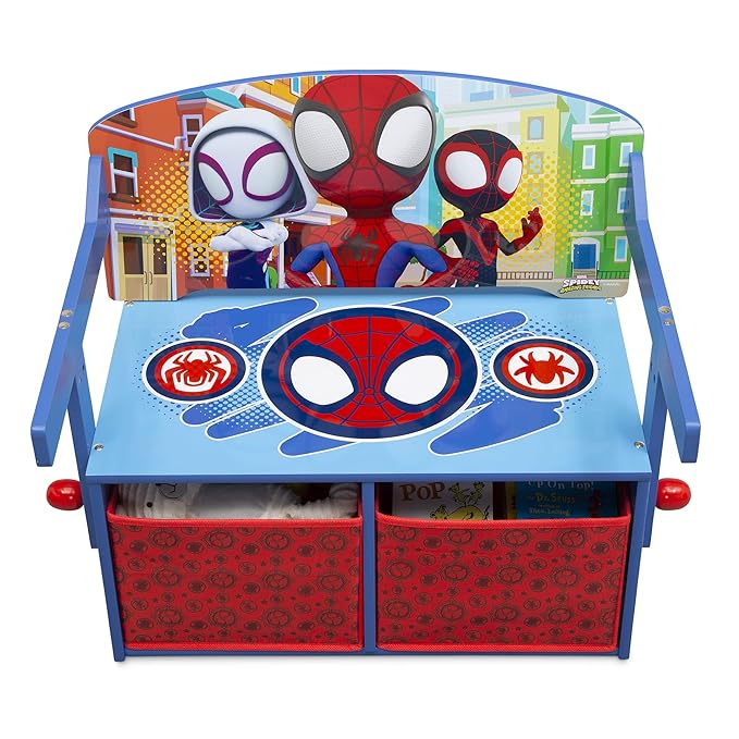 Delta Children Kids Convertible Activity Bench - Greenguard Gold Certified, Marvel Spidey and His Amazing Friends - LeafyLoom