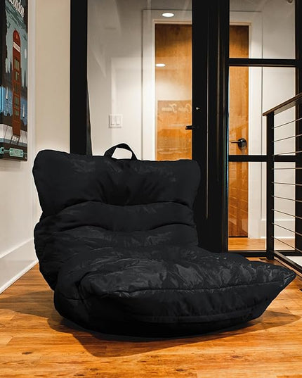 Big Joe Roma Bean Bag Chair, Black Smartmax, Durable Polyester Nylon Blend, 3 feet - LeafyLoom