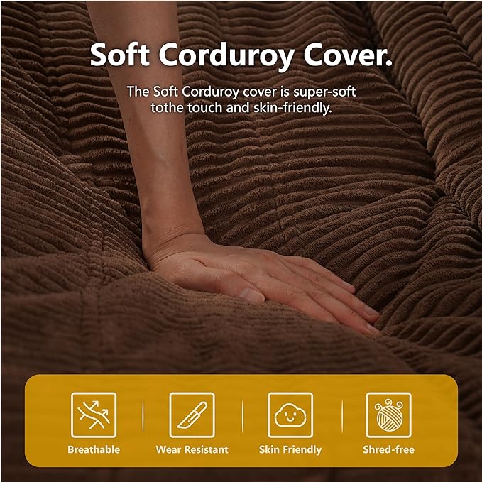 N&V Fireside Chair, Mid Century Armless Floor Sofa, Soft Premium Corduroy Floor Lounge Chair, Foam Sofa Accent Chair for Living Room Bedroom and Office Jade - LeafyLoom