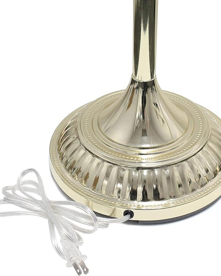 Elegant Designs LF2001-GLD 1 Light Torchiere Marbleized White Glass Shade Floor Lamp, Gold - LeafyLoom