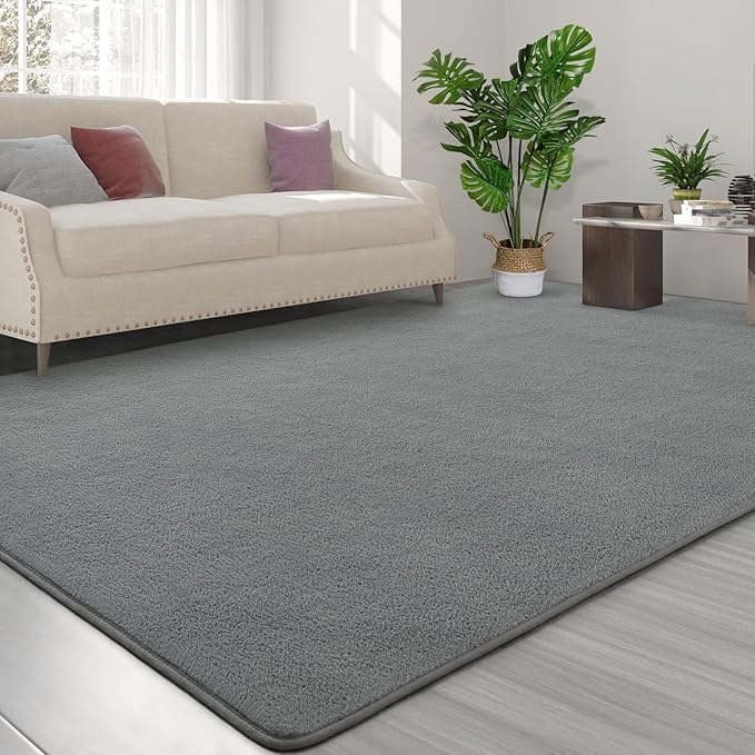 Area Rugs for Bedroom Living Room, 5x8 Grey Super Soft Comfy Thickened Memory-Foam Indoor Carpets, Modern Aesthetic Minimalist Carpet for Boys Girls Adults Apartment Nursery Home Décor - LeafyLoom