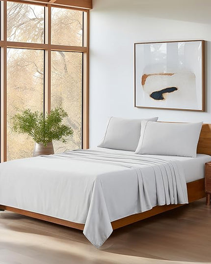 UGG 01331 Alahna King Bed Sheets and Pillowcases 4-Piece Set Sleep in Luxury Machine Washable Deep Pockets Wrinkle-Resistant Breathable Cozy Comfort Silky Cooling Sheets, King, Stone - LeafyLoom