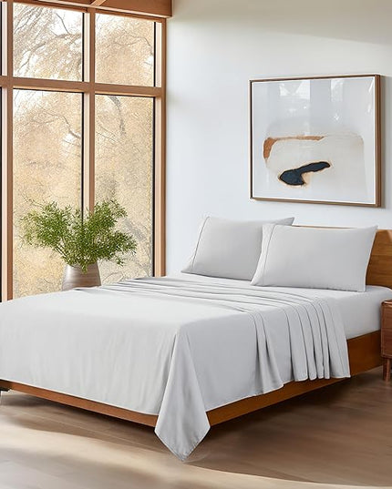 UGG 14046 Alahna Cali King Bed Sheets and Pillowcases 4-Piece Luxury Machine Washable Deep Pockets Wrinkle-Resistant Breathable Cozy Comfort Silky Cooling Sheets, California King, Stone - LeafyLoom
