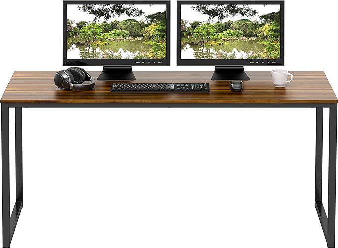 SHW Home Office 48-Inch Computer Desk, 24" Deep, Walnut - LeafyLoom