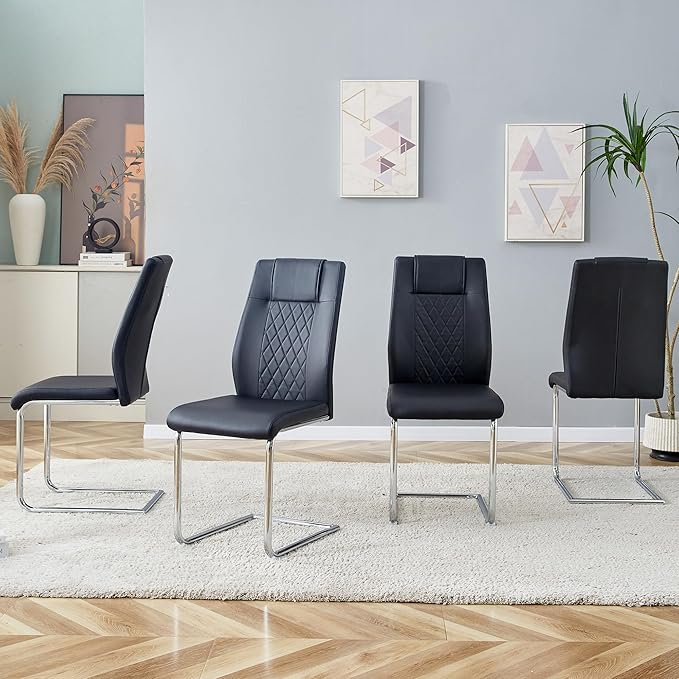 NicBex Haerin-SD-00312-LWJ Dining Chairs, 16"x19"x38", Black and Silver - LeafyLoom