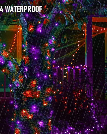 Dazzle Bright Purple and Orange Halloween Lights Battery Operated, 50 LED 16FT Waterproof Halloween Mini String Lights with 8 Modes, Halloween Decorations for Outdoor Indoor Garden Yard Party Decor DazzleBright