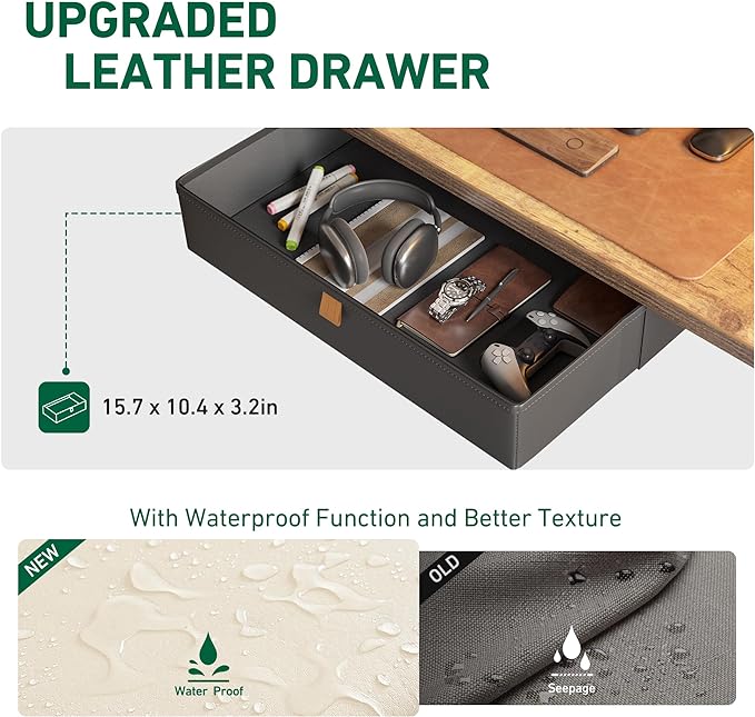 FEZIBO 48 x 24 Inches Standing Desk with Drawer, Adjustable Height Electric Stand up Desk with Storage, Sit Stand Home Office Desk, Ergonomic Computer Desk, Rustic Brown - LeafyLoom