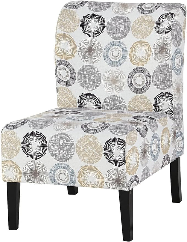 Signature Design by Ashley Triptis Casual Armless Accent Chair, Cream with Sunburst Pattern - LeafyLoom
