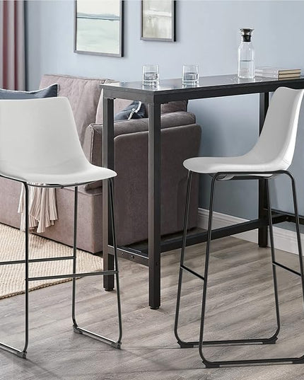 NicBex Retro Bar Stools Crazy-Horse Leather with Metal Legs Barstools, Lounge Kitchen Island Bar Stools, Set of 2, (White Color) (A-GE17024-USSU014) - LeafyLoom