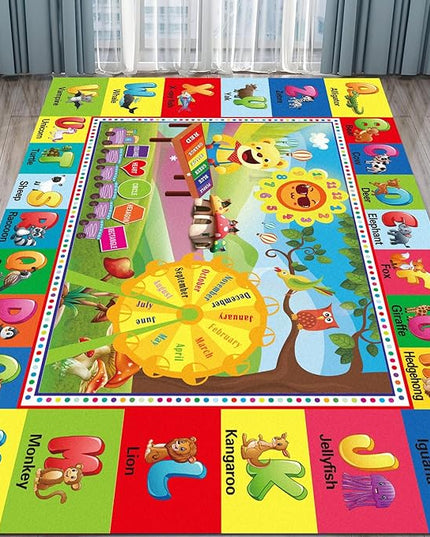 ABC Rug, ABC Play Mat for Kids Playroom, Alphabet Floor Mat,Classroom Elementary Preschool Rugs wtih ABC, Numbers, Animals - (78.7x59 Inches) - LeafyLoom