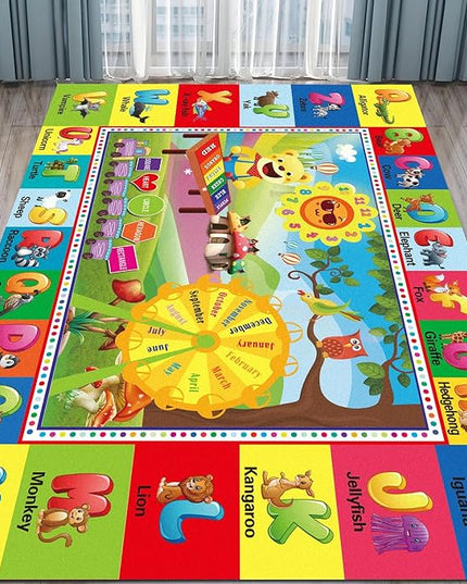 ABC Rug, ABC Play Mat for Kids Playroom, Alphabet Floor Mat,Classroom Elementary Preschool Rugs wtih ABC, Numbers, Animals - (59X39.4 Inches) - LeafyLoom