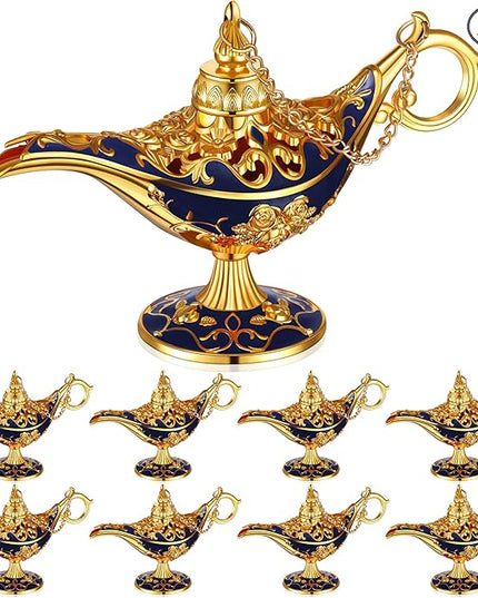 6 Pieces Magic Lamp Halloween Vintage Legend Lamp Wishing Light Costume Lamp Classic Costume Props Lamp Tabletop Decoration for Arabian Costume Props Home Party Birthday Wedding Delicate Gift (Blue) - LeafyLoom
