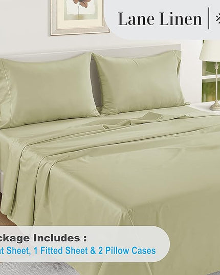 LANE LINEN 100% Egyptian Cotton Bed Sheets - 1000 Thread Count 4-Piece Calking Set Long Staple Bedding Sateen Weave Luxury Hotel Fits Upto 17" Mattress Sea Foam - LeafyLoom