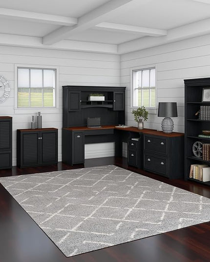 Bush Furniture Fairview Tall 5 Shelf Bookcase in Antique Black - LeafyLoom