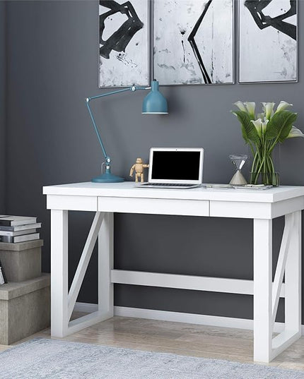 Ameriwood Home Crestwood, White Computer Desk, - LeafyLoom