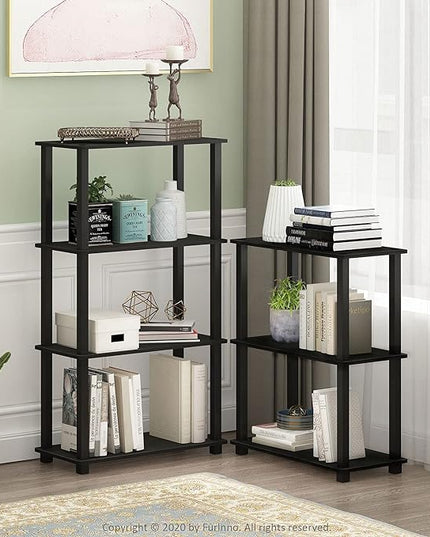 Furinno Turn-N-Tube 4-Tier Multipurpose Shelf Display Rack, Square Tube, Americano/Black - LeafyLoom